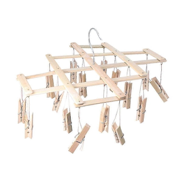 Hanging Clothes Drying Rack Bamboo Drying Rack Laundry Equipment 16 Pegs Design 1Pack