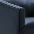 thumbnail image 6 of Swivel Accent Chair, Round Barrel Chiar with Wood Base, PU Upholstered Armchair Sofa Chair with High Density Foam Cushion, Comfy Lounge Chair for Living Room, Bedroom, Blue PU, 6 of 7