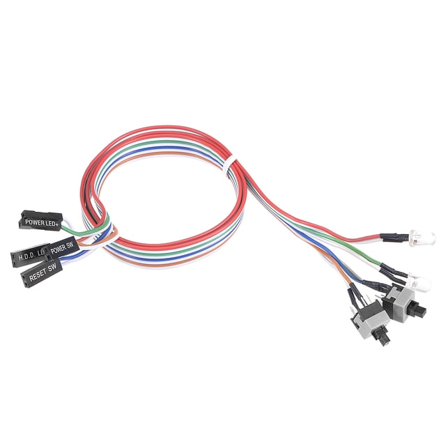 Uxcell Cable de Alimentación de 2 PIN con 2 LED Transparentes, 2 Interruptores de Encendido y Apagado para Computadora ATX 55cm 2 Paquete