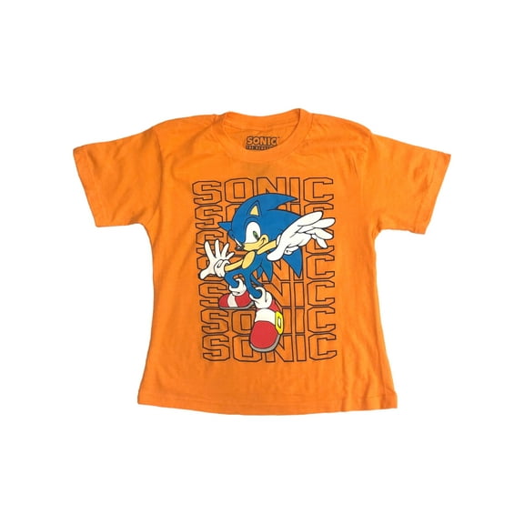 Sonic the Hedgebog Boys Orange Short Sleeve Gamer Tee Shirt T-Shirt Large