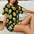 thumbnail image 4 of Fotbe Flowers Avocado Conjunto de Pijama Estampado para Mujer, 2 Piezas, Ropa de Dormir con Camiseta de Manga Corta y Shorts Suaves-Medium, 4 of 6