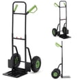 thumbnail image 1 of Diable Pliant Robuste – Chariot Utilitaire en Acier Capacité de 400 Lb – Roues en Caoutchouc de 10 Pouces – Poignée Télescopique Réglable de 35 Pouces-45 Pouces – Idéal pour Déménagement, Entrepôt, Garage – Carrosserie Noire, Poignée Verte, 1 of 7