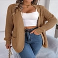 thumbnail image 3 of PENGXIANG Womens Open Front Knit Cardigan Long Sleeve Solid Color Pocket Sweater Loose Fall Tops S, 3 of 7