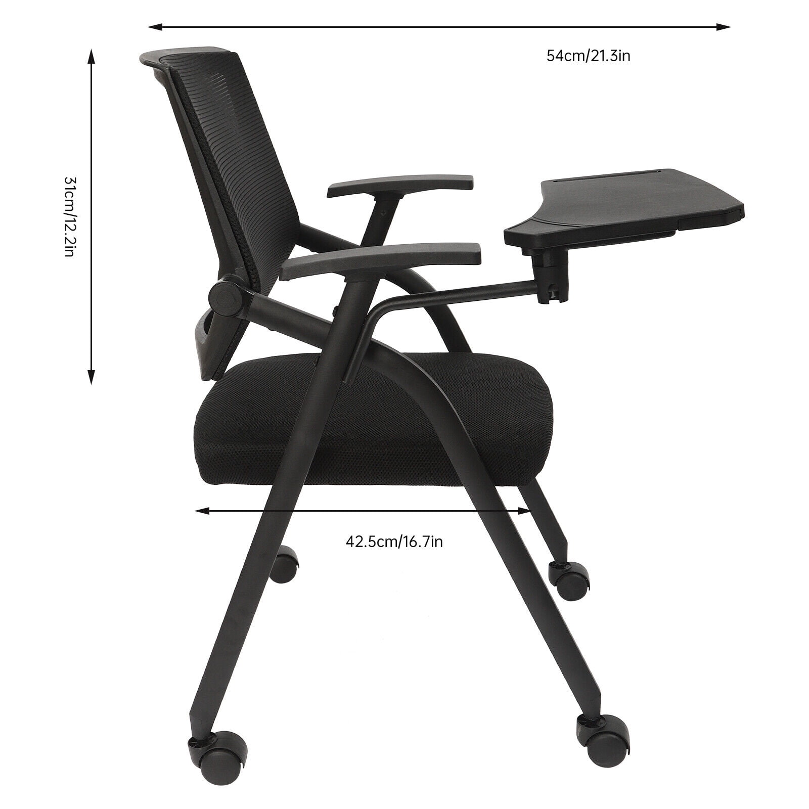Miumaeov 4Pcs Folding Conference Room Chairs Ergonomic Office Chair Seat W/ Practical Tablet & Arms