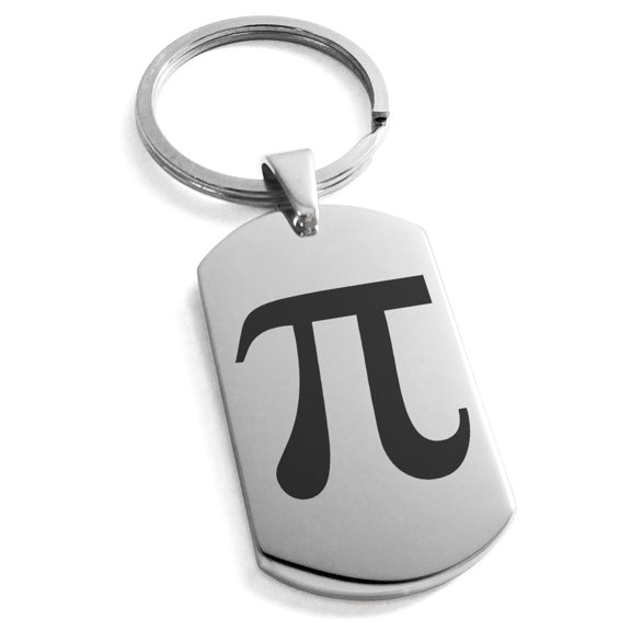 Stainless Steel Pi Mathematical Engraved Dog Tag Keychain Keyring