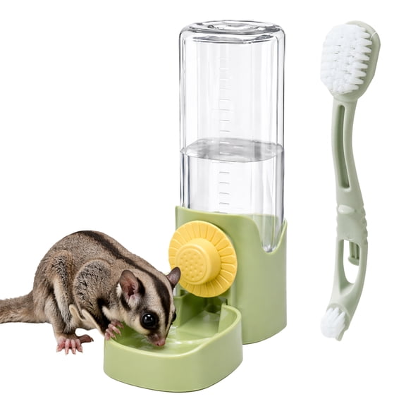 Sugar Glider Cage Water Dispenser Non-Drip Water Bottle with Cleaning Brush, Small Pet Cage Water Bottle for Sugar Glider, Rats, Gerbils, Syrian Hamsters, Squirrel, Green