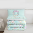 thumbnail image 5 of meiyoeat Pastel Rainbow Initial D Twin Comforter Sets,Floral Gradient Monogram Print Bedding Set For Girl,Reversible,2pcs,1 Comforter and 1 Pillowcase, 5 of 7