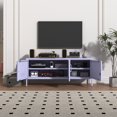 thumbnail image 3 of 3 Door Lockable Metal TV Stand Storage Cabinet with Accent Cabinet Locker, Wide Heavy Duty Media Console for Large 100+ Inch TVs, Home Office Entertainment Center, Purple 22"H X 47.3"W X 13.8"D, 3 of 9