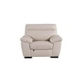 thumbnail image 4 of EK081 Light Gray Color With Italian Leather Chair and wooden legs, 4 of 5