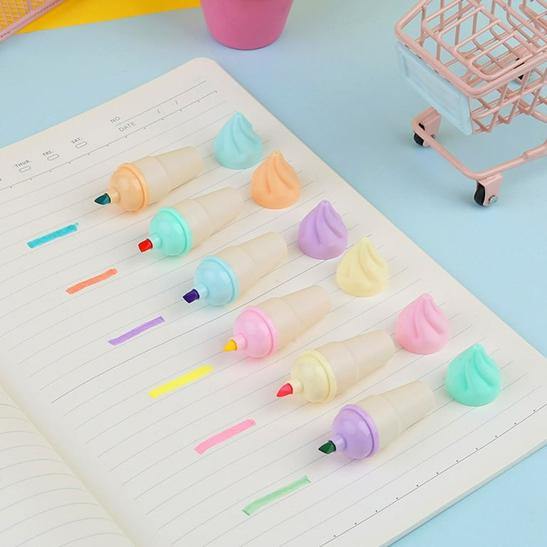 Tinc Ice Lolly Shaped Highlighter Pens - 4 Fun Colors (Yellow, Green, Blue, Pink) For Kids School
