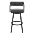 thumbnail image 5 of Capri 26" Swivel Modern Black Metal and Slate Gray Faux Leather Bar and Counter Stool, 5 of 7