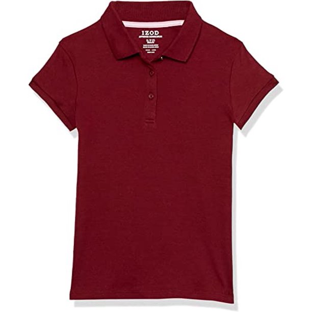 IZOD BURGUNDY Girls' School Uniform Short Sleeve Polo Shirt, US 20 Plus