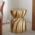 thumbnail image 6 of GZXS Gold Sculptural Accent End Desk, 14"Dia Hourglass Side Table with Swirl Design, Magnesium Oxide Garden Stool for Living Room or Entryway, No Assembly, 6 of 7