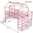 thumbnail image 2 of Harper & Bright Designs Full Size House Loft Bed with Slide and Stairs, Metal Loft Bed Frame with Storage Shelves and Roof for Boys and Girls, Pink, 2 of 10