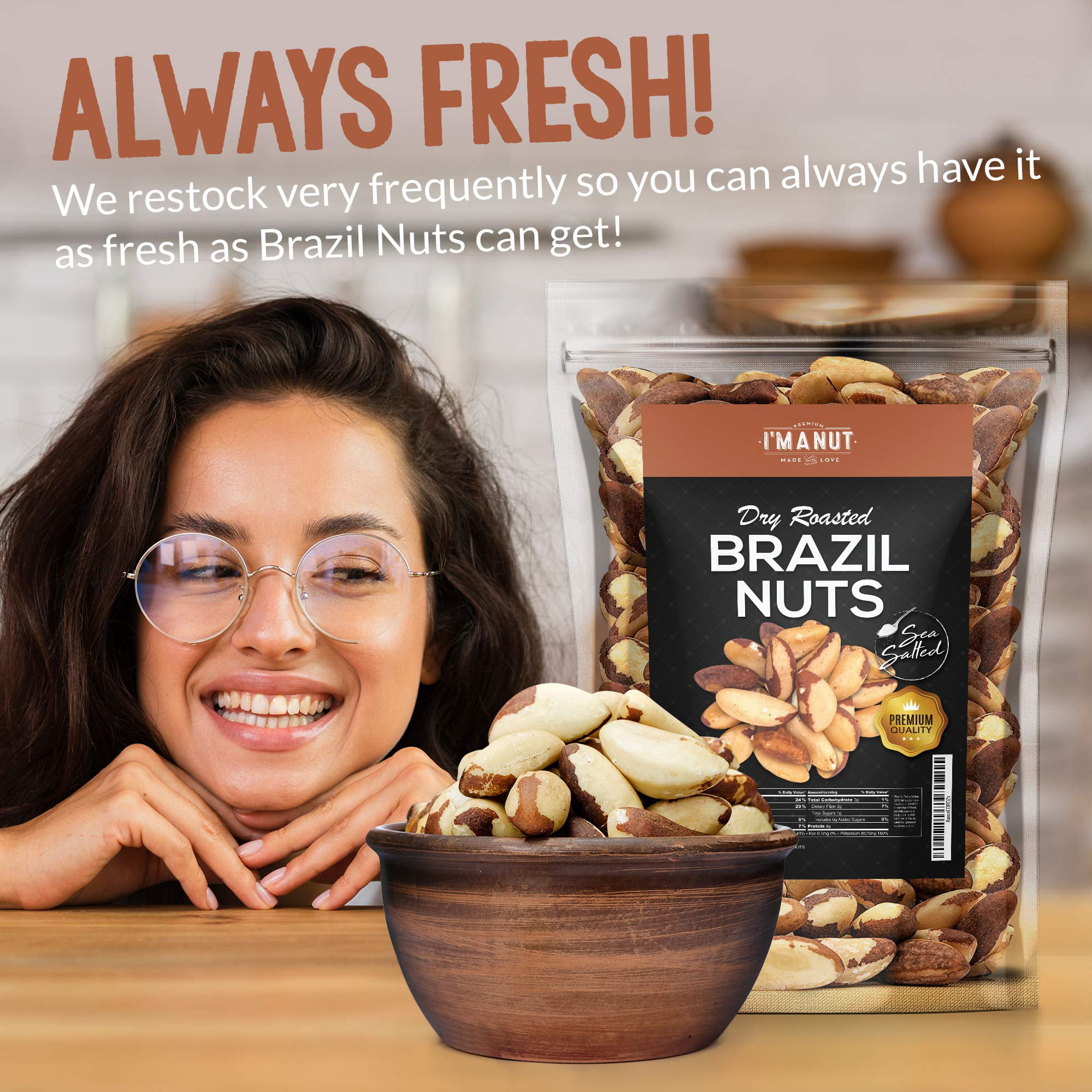 I'M A NUT Dry Roasted Brazil Nuts, Sea Salted, 3 lbs