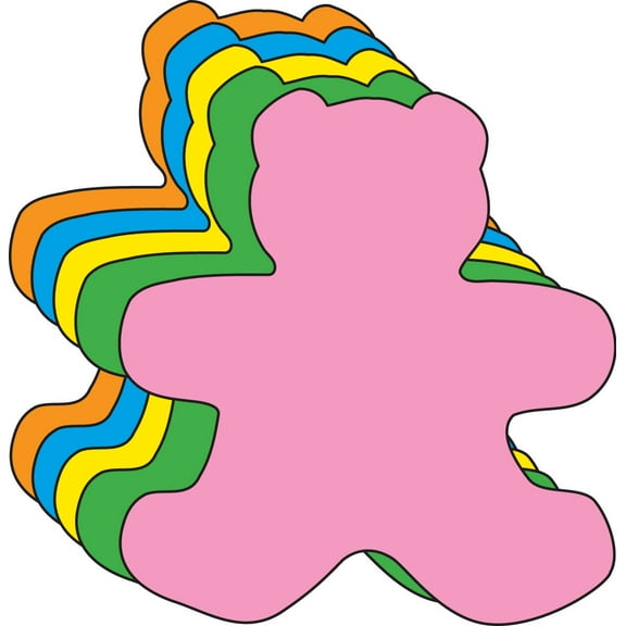 Teddy Bear Assorted Color Cut-Outs, 5.5in, 31 pcs