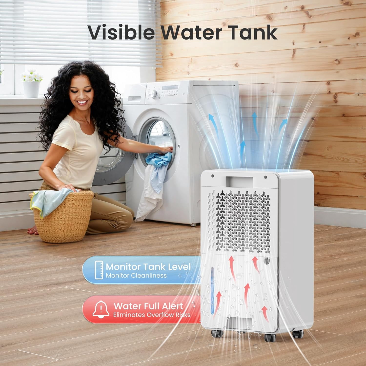 1500 Sq.Ft Dehumidifier for Basement with Drain Hose Max 25 Pints, Dehumidifiers for Home, Bedroom, Bathroom, Quiet, Intelligent Humidity Control, 3 Modes, 24H Timer, White 1Pack