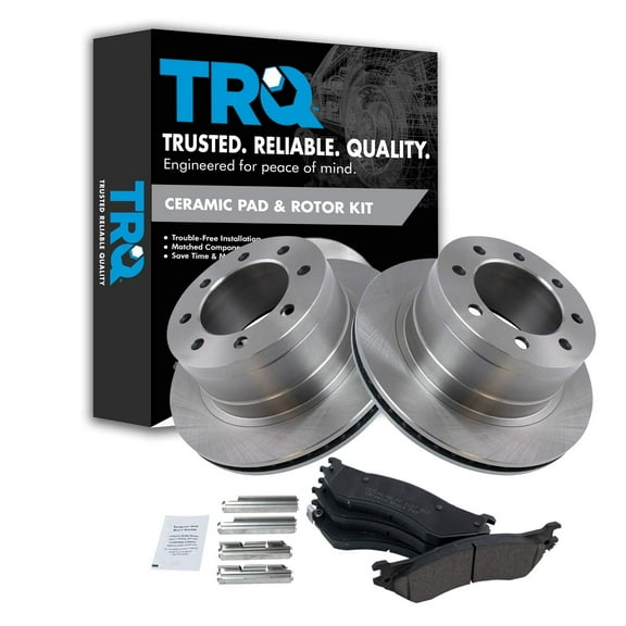 TRQ Rear Brake Pad & Rotor Kit Brake Pads Brake Rotor Ceramic Fits Select 2006-2008 Dodge Ram 1500 2003-2008 Ram 2500 Ram 3500