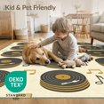 thumbnail image 4 of ODIKA 6'x9' Washable Area Rug Record Vinyl Vintage Turntable Scattered Music Symbols Shaped for Queen Size Bedroom, Under Bed, Master Suite, Easy Care, Non-Shedding, 4 of 7