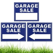 3PCS Garage Sale Signs, Garage Road Signs With Metal Stakes, Double Sided Yard Sale Signs, 15.7 x 11.8" PP Waterproof Sale Signs for Sales Events