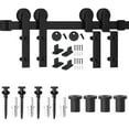 thumbnail image 7 of WINSOON 5FT Single Track Bypass Barn Door Hardware Double Doors Kit I Style Hanger Black finish, 7 of 7