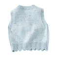 thumbnail image 5 of AUDeals Girls Ruffle Trim Knit Sweater Vest - Round Neck Sleeveless Button Front Cardigan for Kids Casual Layering Wear, 5 of 6