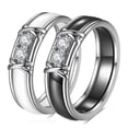 thumbnail image 4 of PAMTIER Men's and Women's Ceramic 5MM Minimalist Double X Zirconia Wedding Ring Black Size 8, 4 of 5