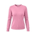 thumbnail image 6 of YHAJDS Pullover Sweaters for Women Solid Color Crew Neck Long Sleeve Lightweight Business Casual Knit Shirts Winter Outfits, 6 of 9