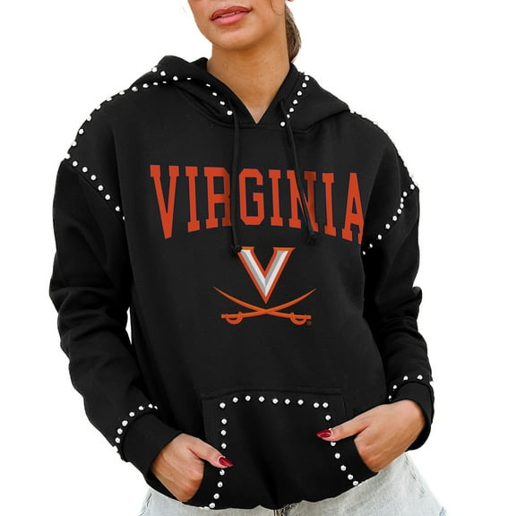 Women's Gameday Couture  Black Virginia Cavaliers Studded Pullover Hoodie