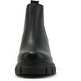 thumbnail image 4 of Soda Pioneer Black Lug Sole Mid Heel Gore Chelsea Fashion Ankle Elastic Booties (Black, 6.5), 4 of 4
