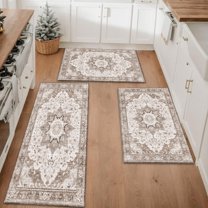 Farmhouse Kitchen Rugs Set 3 Piece, Boho Kitchen Mats for Floor, Non-Slip Kitchen Rug Waterproof Mats for Kitchen, Runner Rugs for Hallway Laundry Holiday Sink Decor