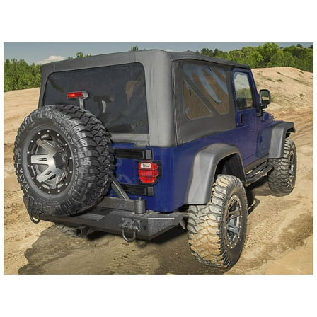 Rampage by RealTruck Factory Replacement Soft Top | Vinyl, Black Diamond Color with Tinted Windows | 99635 | Compatible with 2004 - 2006 Jeep Wrangler LJ