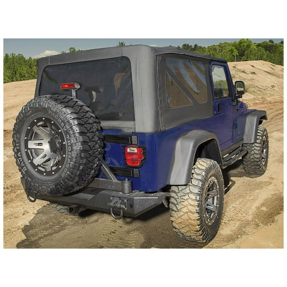 Rampage by RealTruck Factory Replacement Soft Top | Vinyl, Black Diamond Color with Tinted Windows | 99635 | Compatible with 2004 - 2006 Jeep Wrangler LJ