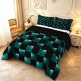 thumbnail image 2 of Manfei Checkered Art King Size Comforter Sets,Geometric Plaid Comforters King Size,Green,Black Reversible,3-Piece,1 Comforter and 2 Pillowcases,3-Piece,1 Comforter and 2 Pillowcases, 2 of 7