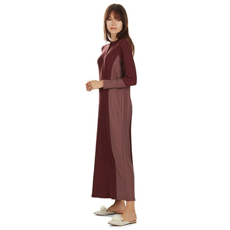 

MeMoi Women s Modest Henley-Style Full-Length Ribbed Nightgown - Womens - Female
