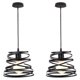 thumbnail image 1 of Lámpara colgante de doble jaula de hierro negra para comedor, decoración de dormitorio, casquillo E27, candelabro industrial con forma de resorte de 20 cm de diámetro, 1 of 6