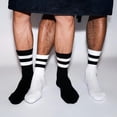 thumbnail image 7 of Couver Unisex Cushioned Striped Athletic Crew Socks 2-Pack White Blue Size 9-11, 7 of 7
