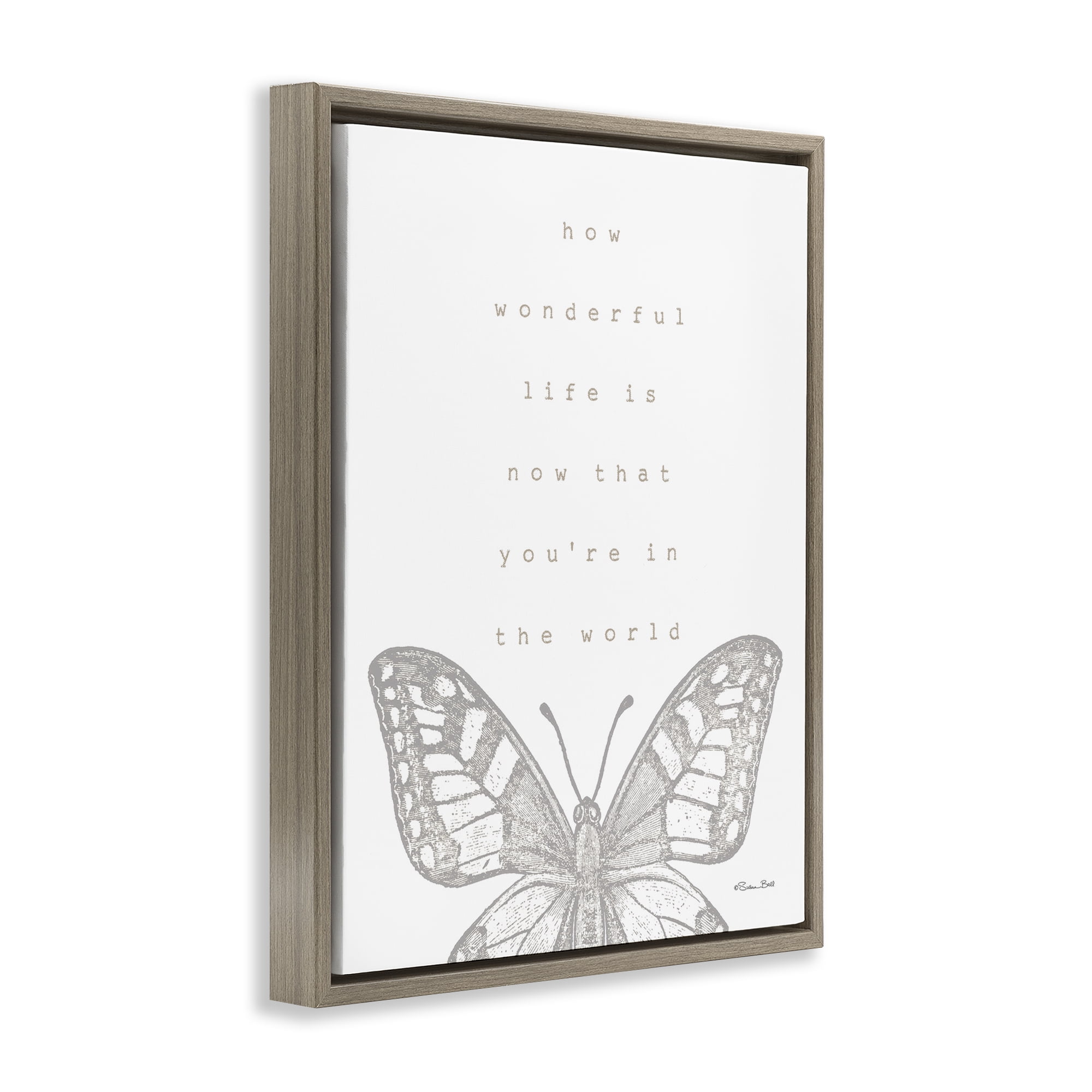 Stupell Industries Wonderful Life Phrase Animals & Insects Painting Brown Floater Framed Art Print Wall Art, 17 x 21