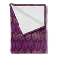 thumbnail image 2 of Dark Purple Soft Flannel Fleece Throw Blanket, Geometric Tulips Illustrations in Hatched Stripes Style, Cozy Plush for Indoor and Outdoor Use, 50" x 60", Magenta Persian Orange, by Ambesonne, 2 of 5