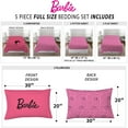 thumbnail image 4 of Barbie Kids 5 Piece Pink Chevron Reversible Comforter, Bed in a Bag, Full, 4 of 8