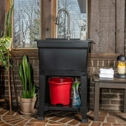 UTILITYSINKS Plastic 24 Freestanding Compact Workshop Utility Sink, Black