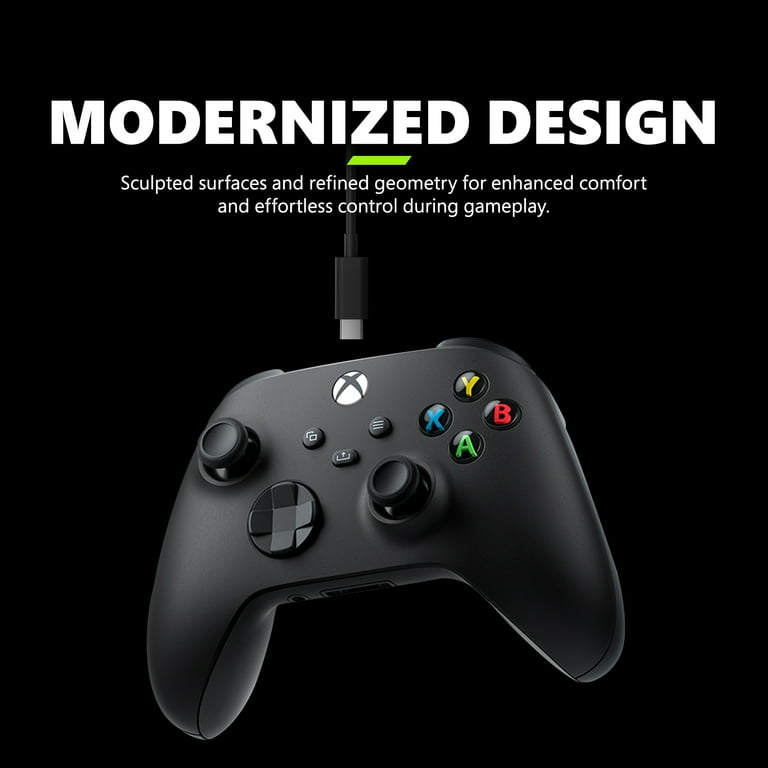 XBOX Wireless Controller, USB-C Cable, Bluetooth, Black, 9ft