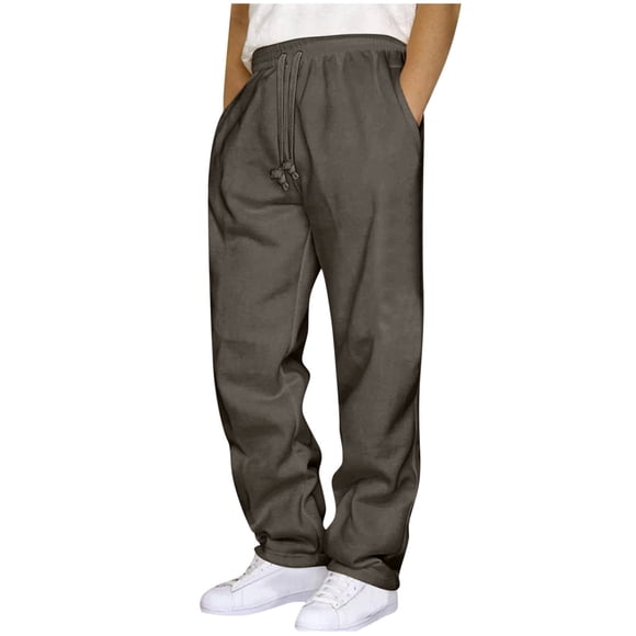 Pxkloy Jogger Sweatpants for Men Straight Open Bottom Pants Outdoor Running Lounge Trousers Drawstring Plain Loose Sweatpants 2025 Dark Gray,S