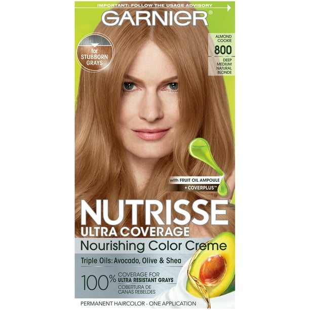 Garnier Nutrisse Ultra Coverage Nourishing Hair Color Creme, 800 Almond  Cookie 