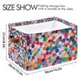 thumbnail image 4 of Yayeee Canvas Storage Basket with Handles for Shelves Fabric Bins Closet Organizer, Blue Colorful Circles, 4 of 8