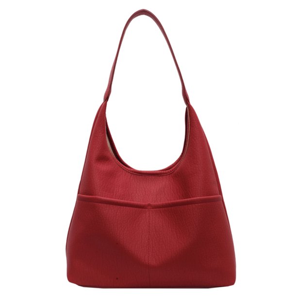 Bolso Mano Gran Capacidad para Mujer Nuevo Alta Gama Textura Casual Axila (vino) Rojo