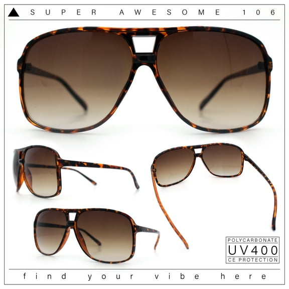 SA106 Oversize Large Thin Plastic Racer Mens Sport Sunglasses Tortoise