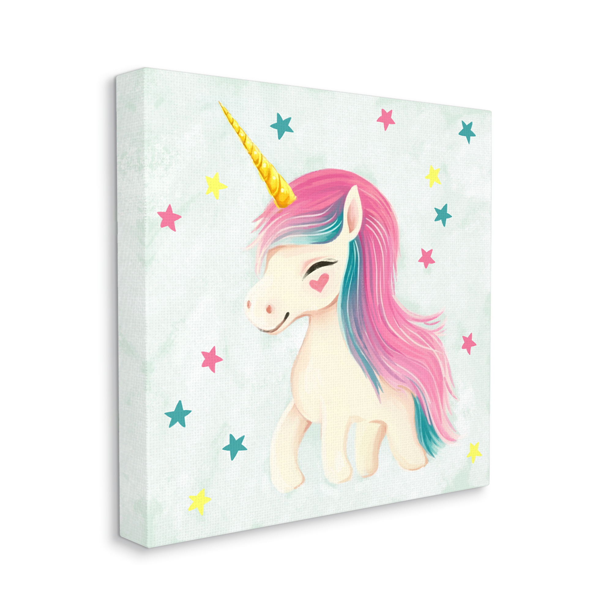 Stupell Industries Pastel Unicorn Pony Fairy Tales & Fantasy Painting Gallery Wrapped Canvas Art Print Wall Art, 17 x 17