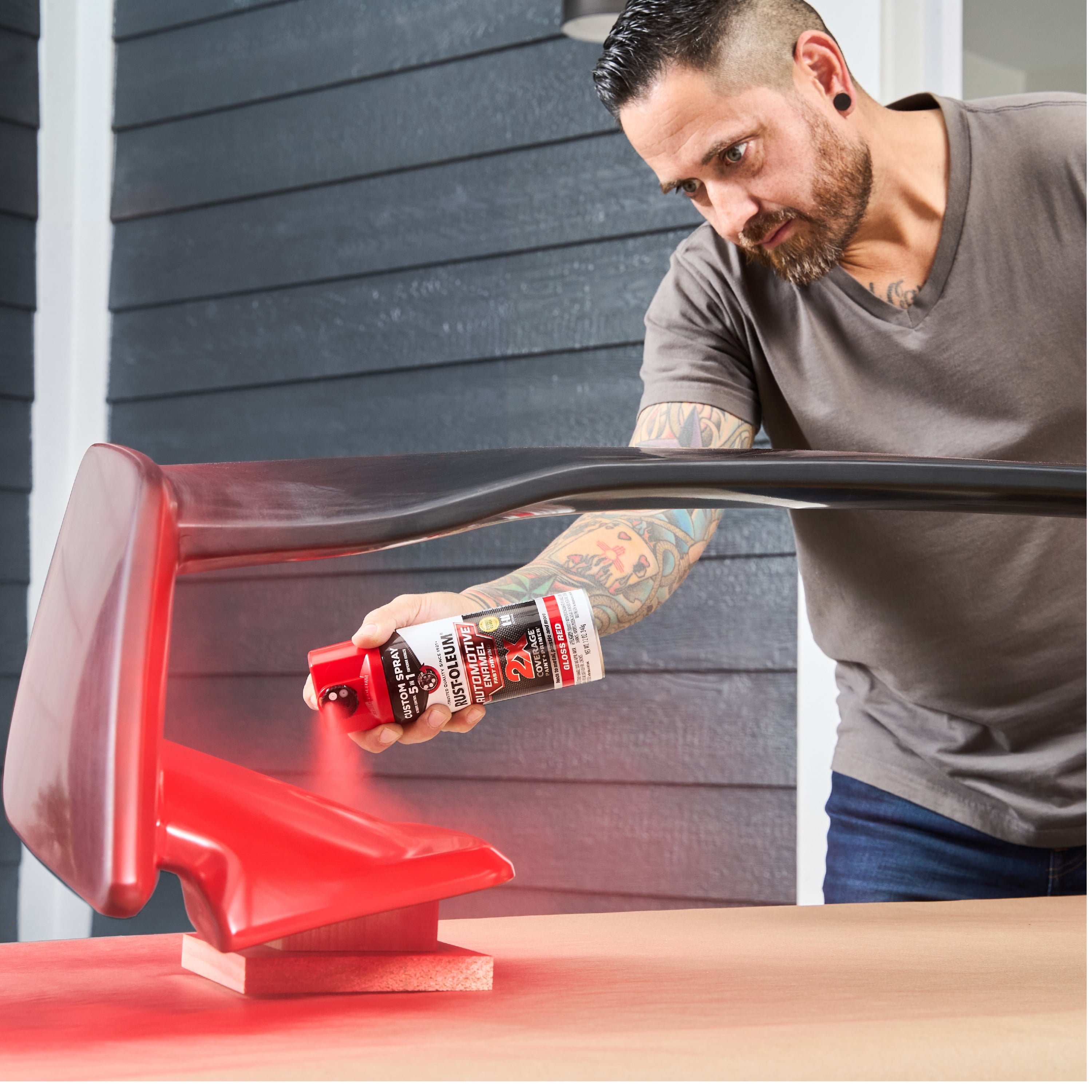 (3 pack) Gloss Red, Rust-Oleum 2X Automotive Enamel 5 in 1 Spray Paint, 12 oz, 394898