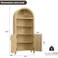 thumbnail image 2 of 5-Tier Arched Bookcase with Doors, Modern Bookshelf Storage Cabinet, Open Display Shelf, for Home Office Living Room, Natural, 2 of 8